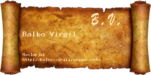 Balko Virgil névjegykártya